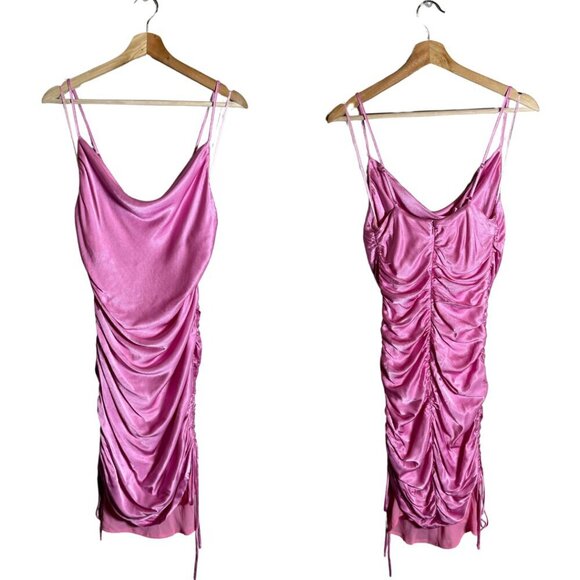 Bardot Revolve Mini Ruched Dress Women's 6 Small Vint Pink Cocktail Party Event - Picture 2 of 13
